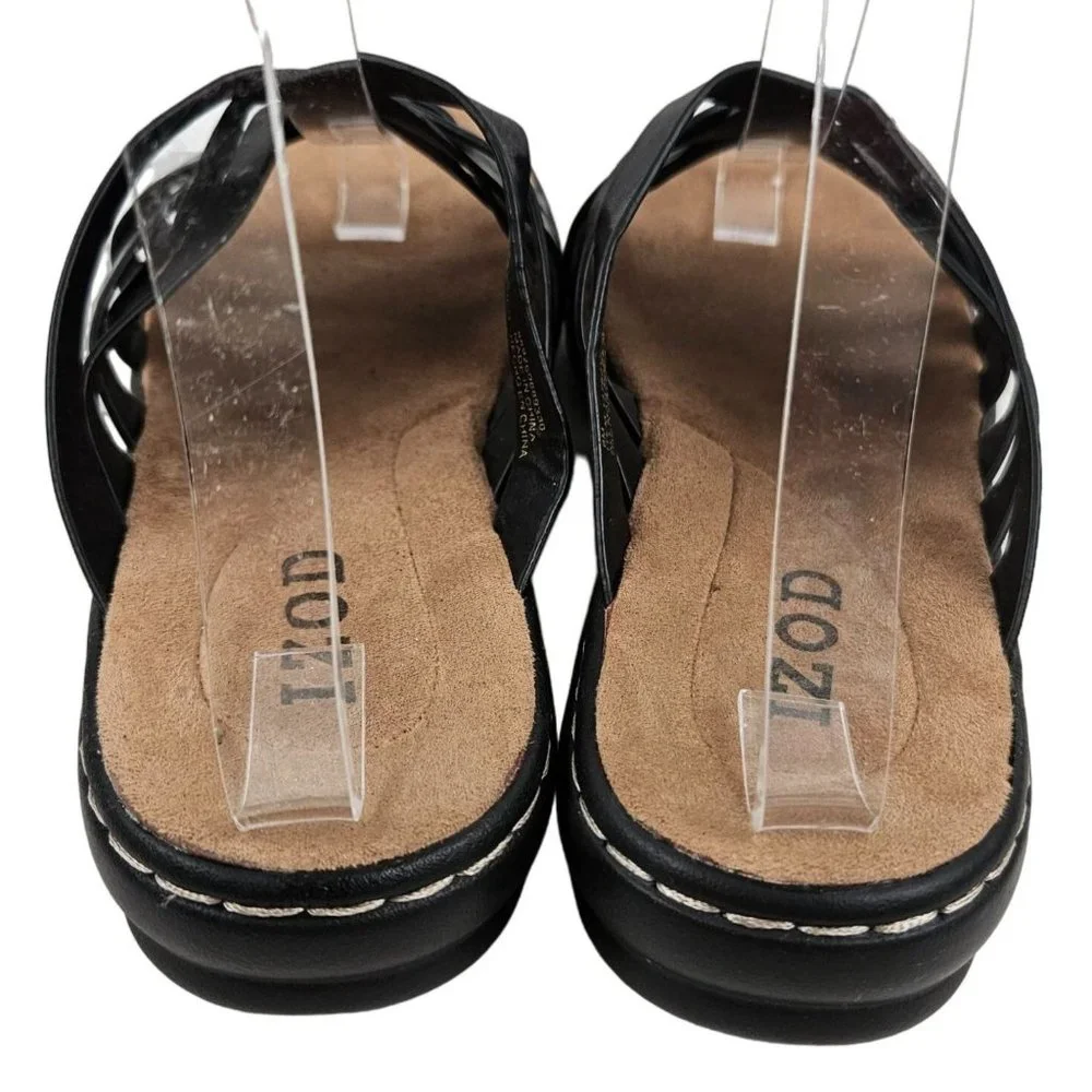 Izod Shoes Womens 6M Black Strappy Slip On Sandals Slaight Casual Comfort - Picture 5 of 10